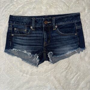 American Eagle Womens Y2K Micro Mini Denim Jean Shorts Size Distressed 00s